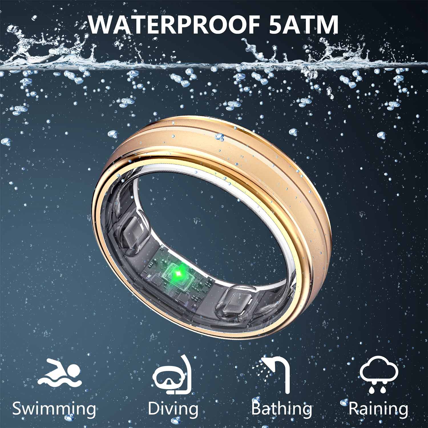 SeekZero Smart Ring Rose Gold,health monitor ring,sleep ring - No App Subscription, with Sizing Kit, 7-10 Days Battery Life, Activity & Sleep Tracker, Stress & Heart Rate Monitor SeekZero